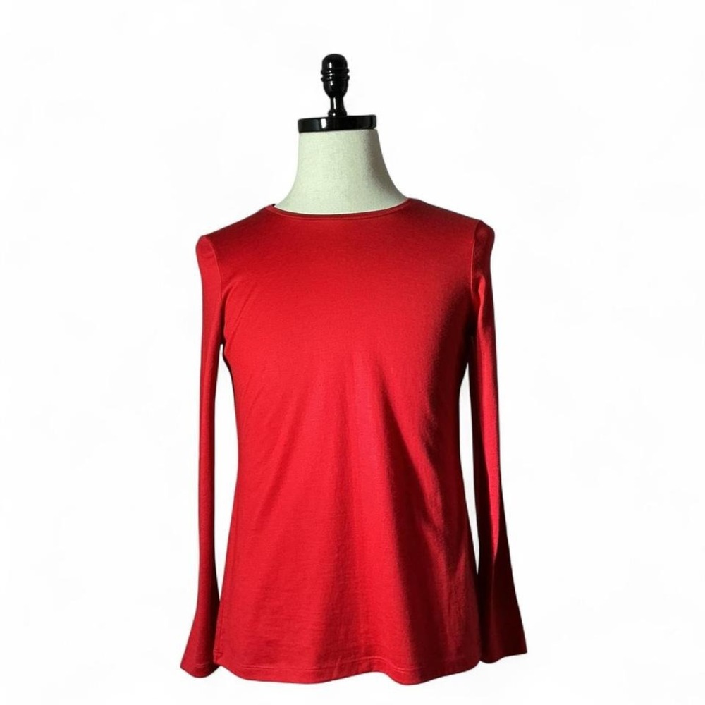 Pendleton Petite Red Long Sleeve Crew Neck Top Women's Size Medium